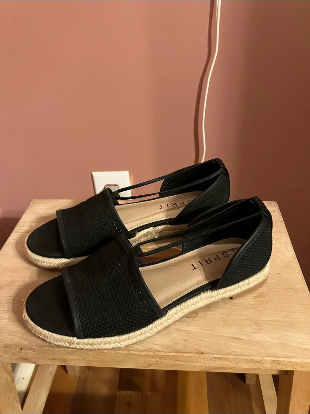 Esprit Black Open-Toe Espadrille Flats